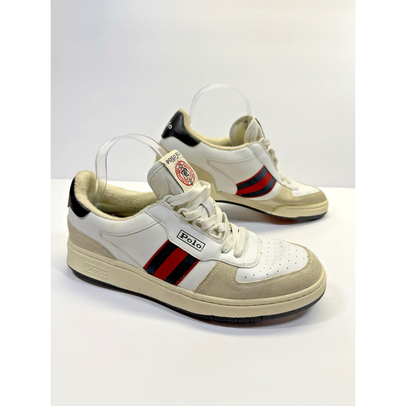 Polo by Ralph Lauren Other - Polo Ralph Lauren White Court Suede & Leather Sneakers Shoes Men's Sz 8.5D